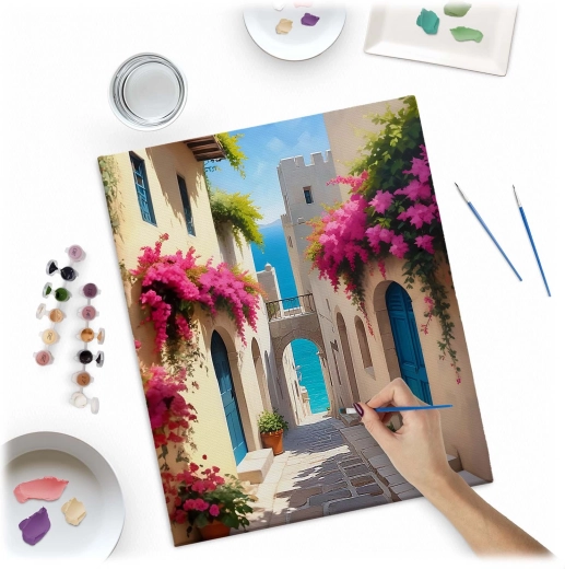 30 vibrant acrylic paints and 3 brushes