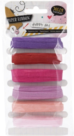 Paper tying ribbon 5 m – color mix (6 pcs)