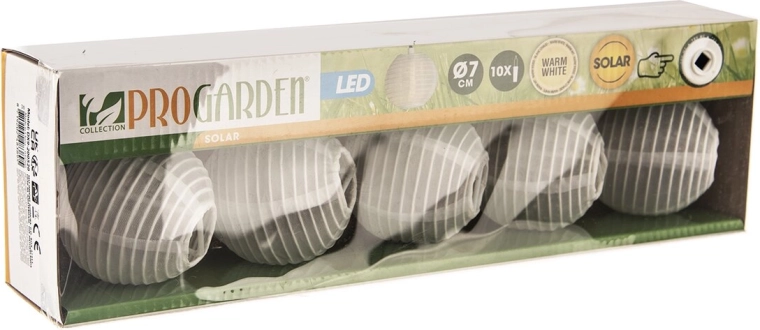 Solar LED lantern string lights, white, 10 pcs, 4 m