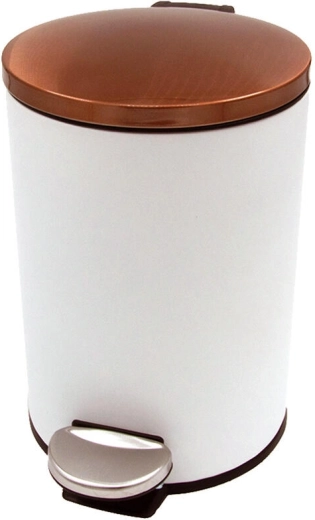 Pedal trash can 3 L round with plastic liner – white with copper lid