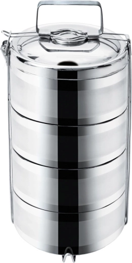 Nerūdijančio plieno termo maisto indas, 4 aukštai, 4×1,1 l