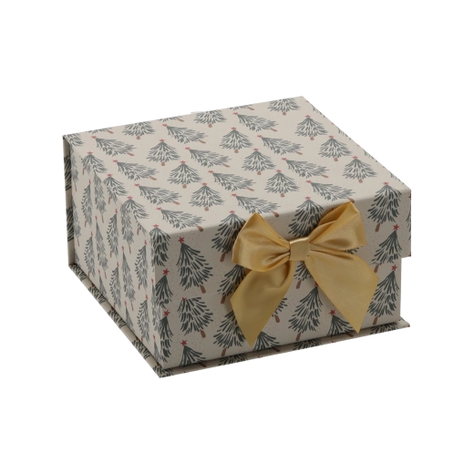 Kalėdinė dovanų dėžutė su auksiniu kaspinu 20 × 20 × 11 cm