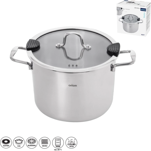 Orion stainless steel Venice pot 10.5 l with glass lid