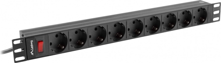 Maitinimo juosta Rack PDU 19 colių 1U 16A 9xSchuko 3 m juoda