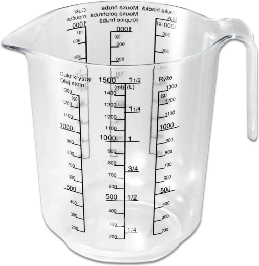 Plastic measuring cup 1.5 l with print