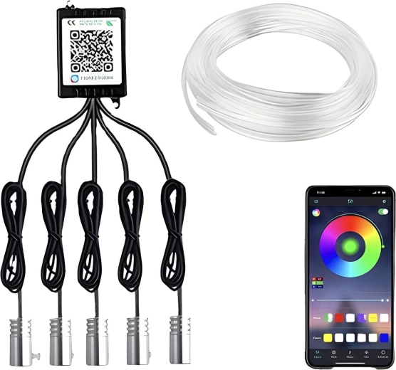 RENEW FORCE ambientinis LED RGB automobilio salono apšvietimas 7 m su Bluetooth valdymu – 1 vnt.
