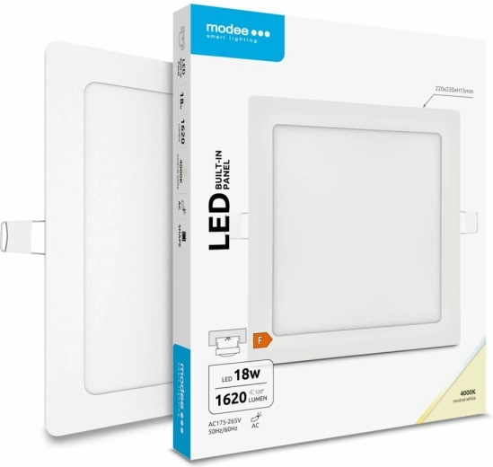 Modee Lighting LED recessed square panel 18 W, neutral white, 1620 lm