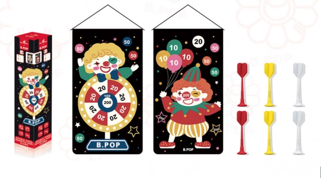 Magnetic Double-Sided Dartboard with Clown Darts