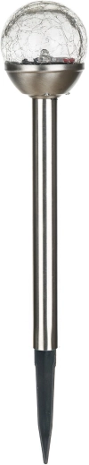 Saulės lempa Rutulys 6 cm, nerūdijantis plienas ir skaidrus stiklas
