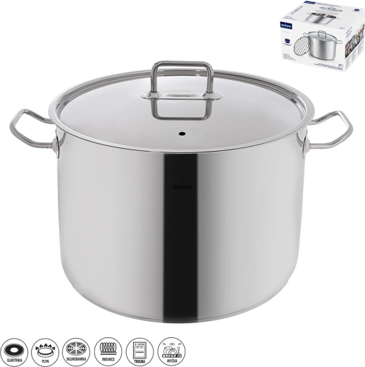 Stainless steel preserving pot Stock 17 L with lid