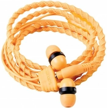 Wraps Talk Sunrise orange in-ear headphones with microphone