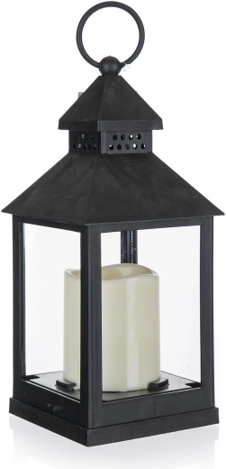 Solar LED Lantern Black 10 × 10 × 23 cm