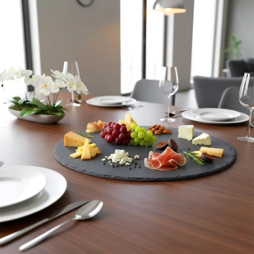 Stylish presentation on natural slate