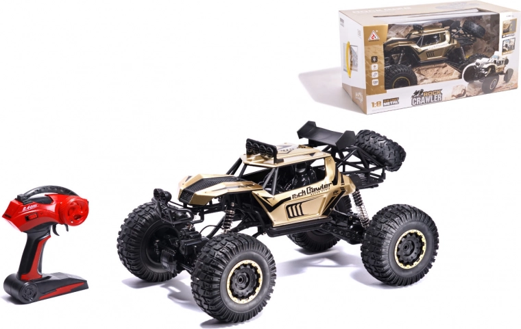 RC bekelinis automobilis Rock Crawler 1:8 su metaliniu kėbulu, 51 cm – Auksinė