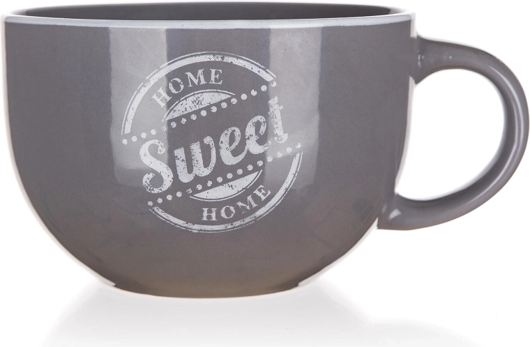 Keramikinis jumbo puodelis Sweet Home 730 ml, pilkas