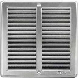 Vėdinimo grotelės su tinkleliu 250 × 250 mm, nerūdijančio plieno