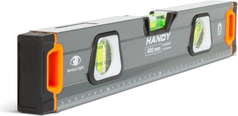 Magnetic aluminum spirit level with ruler and mirror vial 400 mm