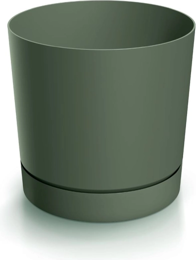 Flower Pot with Saucer TUBO P 12.8 cm dark green