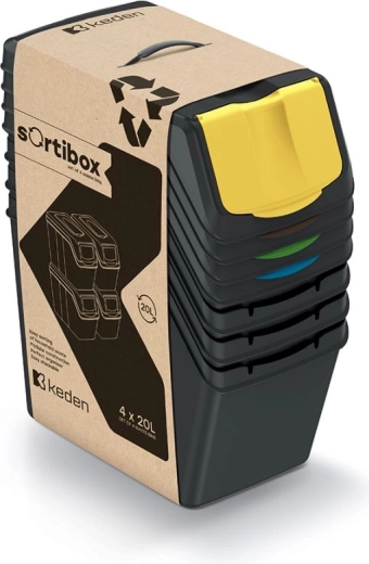 Sortibox Sorting Bin Set 4×20 L – Stackable Waste Bins