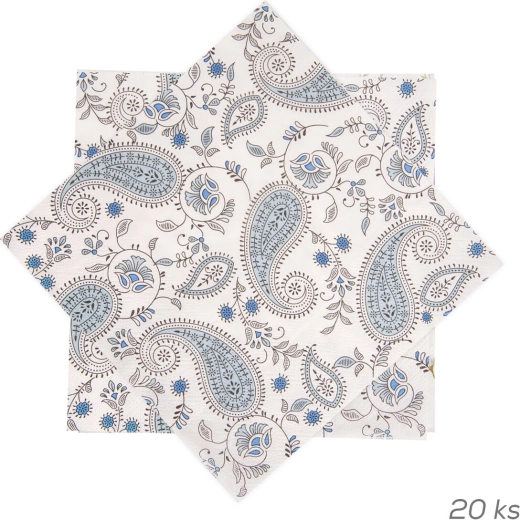 Popierinės servetėlės su kašmyro raštu 33 × 33 cm, 20 vnt.