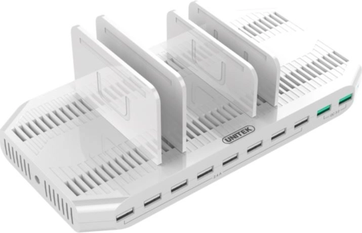 Universali įkrovimo stotelė 10× USB 96 W su greituoju įkrovimu QC 3.0