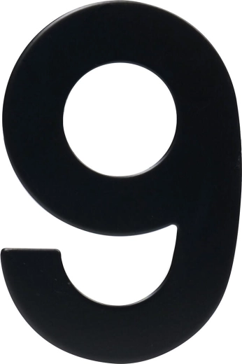 House Number 9, 95 mm, stainless steel, matte black