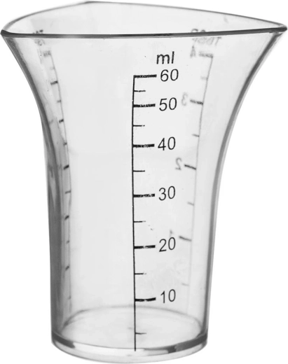 Matavimo taurelė 60 ml su triguba skale
