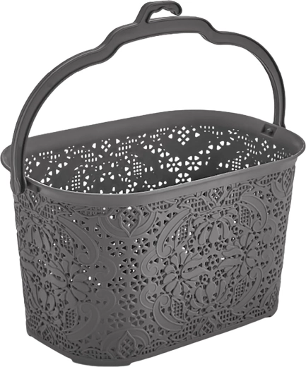 Pakabinamas skalbinių segtukų krepšelis 22 × 14,5 × 13,5 cm, tamsus