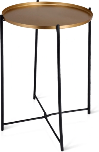 Apvalus metalinis pagalbinis staliukas, auksinis 35 × 47 cm