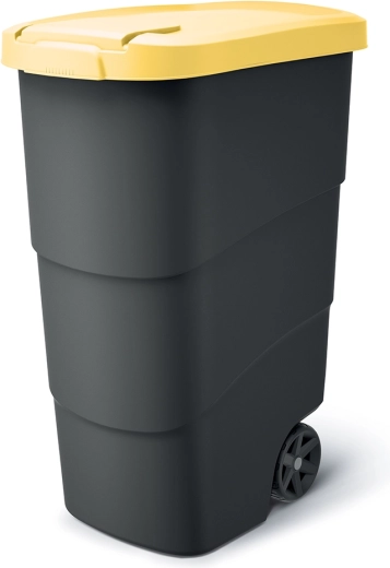 Garden waste container WHEELER 90 l, anthracite with yellow lid