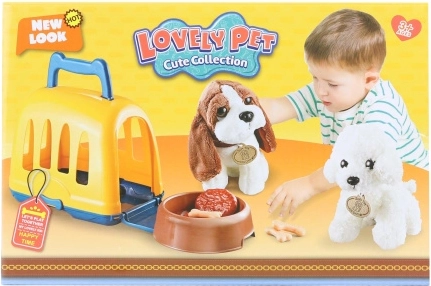 Plush puppy with carrier and accessories