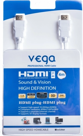 HDMI Cable 4 m 10.2 Gb/s White VEGA