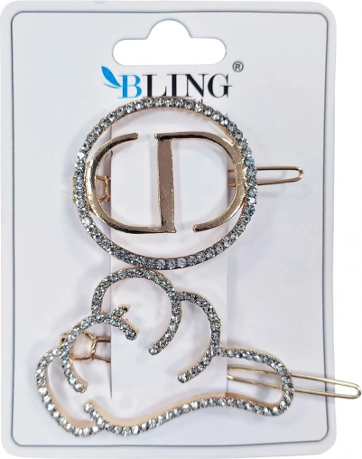 Plaukų segtukai BLING – auksiniai, 2 vnt. rinkinys, IV tipas