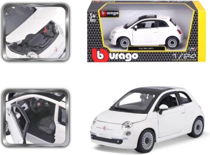 Bburago Fiat 500 modelio automobilis 1:24 baltas