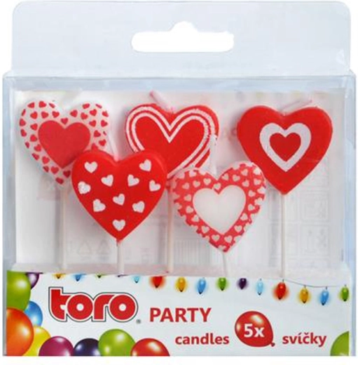 TORO Heart-Shaped Cake Topper Candles, 5 pcs
