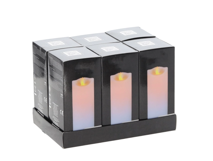 LED žvakė su judančia liepsna 7 × 15 cm balta