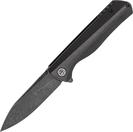 Petrified Fish Forward kišeninis peilis 9 cm, Black Stonewash, G10 ir anglies pluoštas