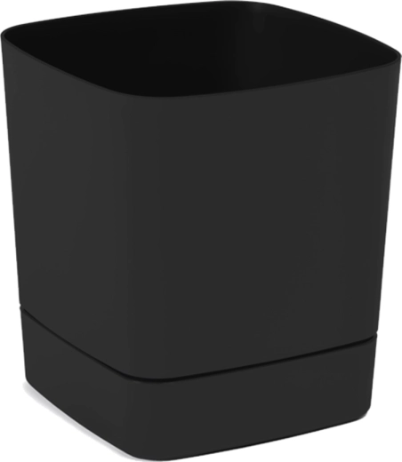 Planter with Saucer Clima 16 × 16 cm, Black, Matte