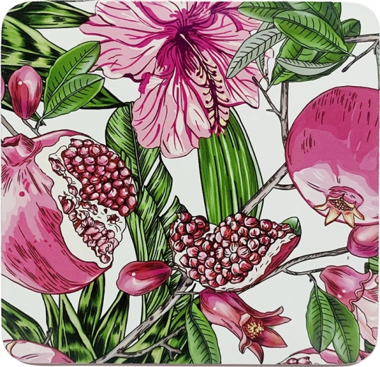 4 padėkliukų rinkinys Hibiskus 10 × 10 cm dovaninėje dėžutėje