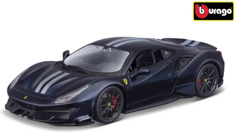 Ferrari TOP 488 Pista mėlyna su sidabrine juosta 1:24 modelis Bburago
