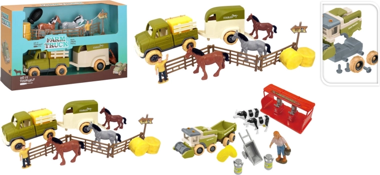 Auto farmer with trailer and animals 26 cm