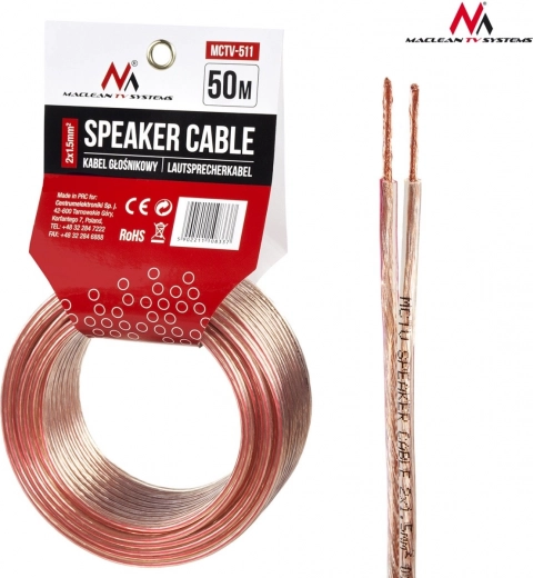 Garsiakalbių kabelis 50 m Maclean MCTV-511 2x1,5 mm²