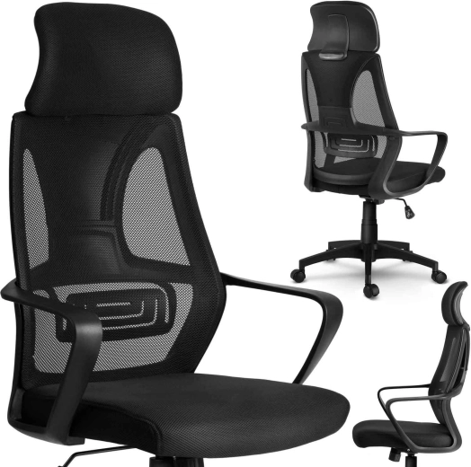 Praga Office Chair in Black Micro-Mesh Fabric