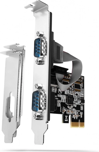 AXAGON PCIe controller with 2 RS232 serial ports 250 kBd, package includes standard and low-profile brackets