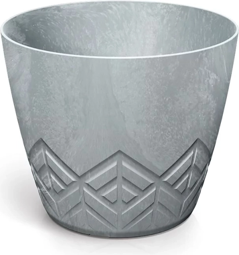 Plastic flower pot with concrete effect 17.8 cm