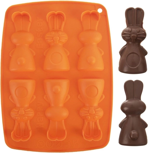 Silicone mold for cookies and pralines bunny, orange