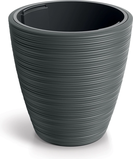 Vena Round Plastic Planter 39 cm – dark gray