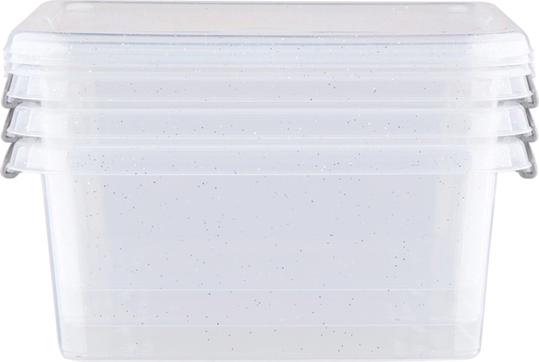 Antibacterial set of 3 square food containers, 0.6 L