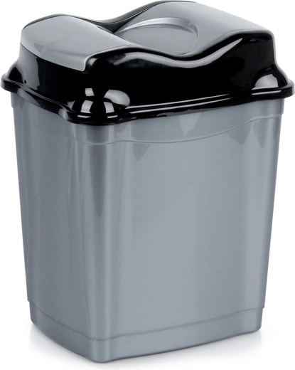 Plastikinė šiukšliadėžė su atverčiamu dangčiu 9 l, pilka