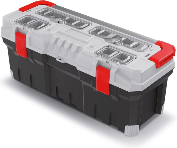 Plastikinis įrankių lagaminas TITAN PLUS su metaline rankena, 752 × 300 × 304 mm, pilkas